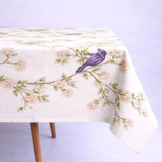 Скатертина SoundSleep Spring Birds водостійка 130х180 см біла (2800005024357)
