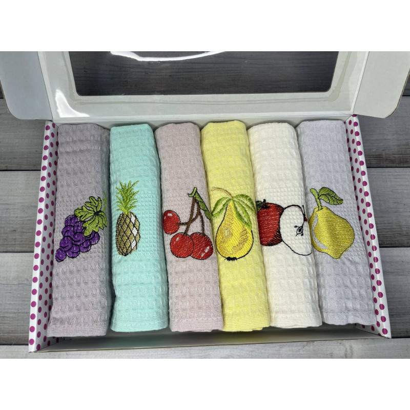 Suvari Fruit 6в1 вафельні рушники 40х60 см. Туреччина. (74245)