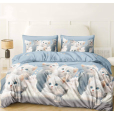 Комплект постільної білизни SoundSleep Kittens бязь підлітковий 145х210 см блакитний (22800004976046)