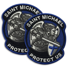 Набір шевронів 2 шт Saint Michael 7х7,6 см, шеврон Святого Михайла, символ захисту та відваги