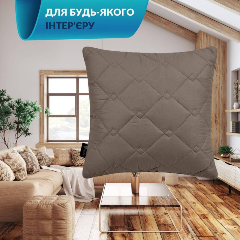Подушка декоративна IDEIA CUBE 50х50 см гіпоалергенна стьобана шоколад