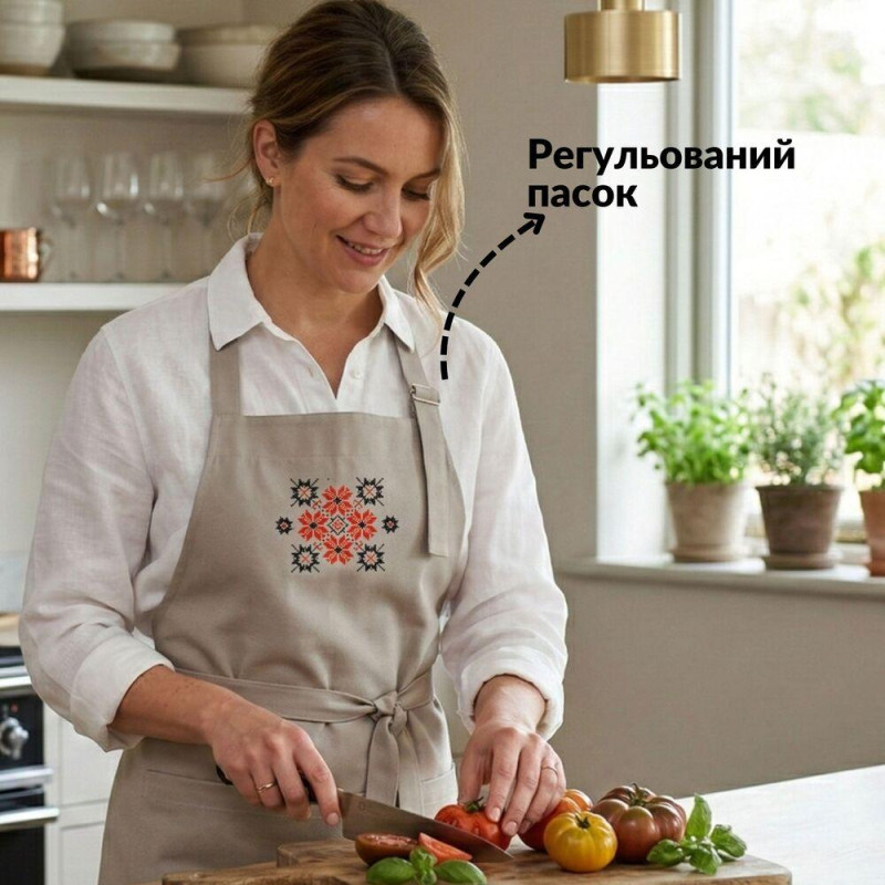 Фартух для кухні IDEIA з вишивкою та кишенею, з захистом від плям, бавовна, для жінок і чоловіків сірий