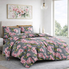 Комплект постільної білизни SoundSleep Petals Grey бязь-голд двоспальний євро 200x220 см (2800005071740)