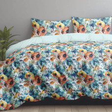 Комплект постільної білизни євро Home Line сатин твіл Тропічні квіти ЦД (ПВХ упаковка) 199590