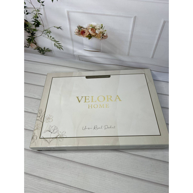 Krem сімейна постіьна білизна. Ранфорс. Velora Home Туреччина. (61289)