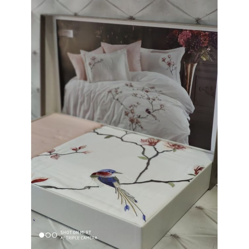 Huma сатинова постільна білизна. Євро розмір. Dantela vita Туреччина. (75838)