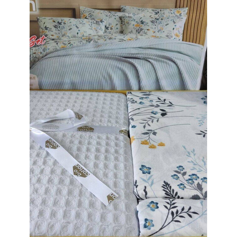 Gri Літній набір з вафельним покривалом. Bio Cotton Туреччина (53789)