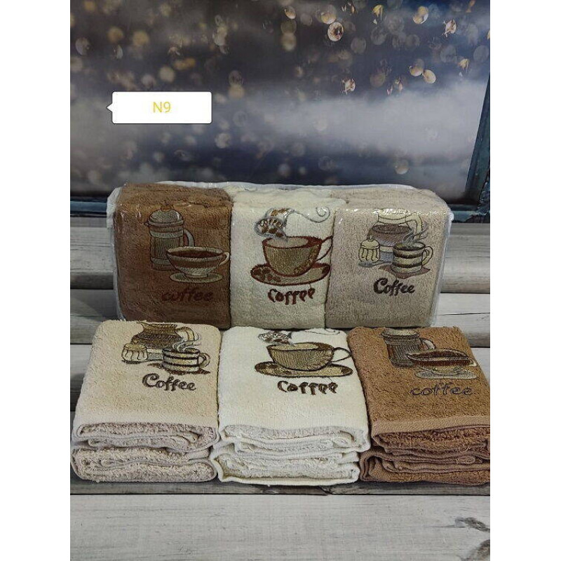 Mame Kofe 30х50см., 6 шт/уп. Кухонні рушники. ПВХ упаковка. (68676)