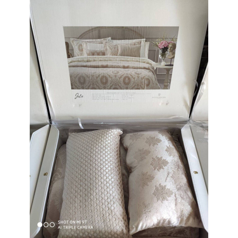 Julie pink постільна білизна з вишивкою. Євро розмір. Pepper home Туреччина. (57974)