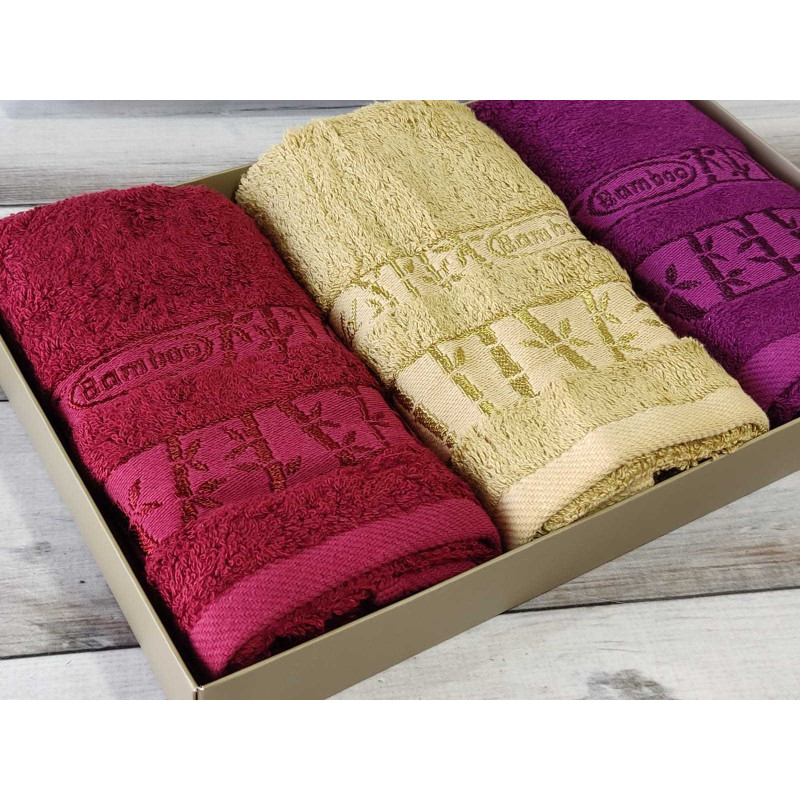 Pupilla Gold bordo 3в1 30х50см., бамбуковий набір кухонних рушників. (51254)