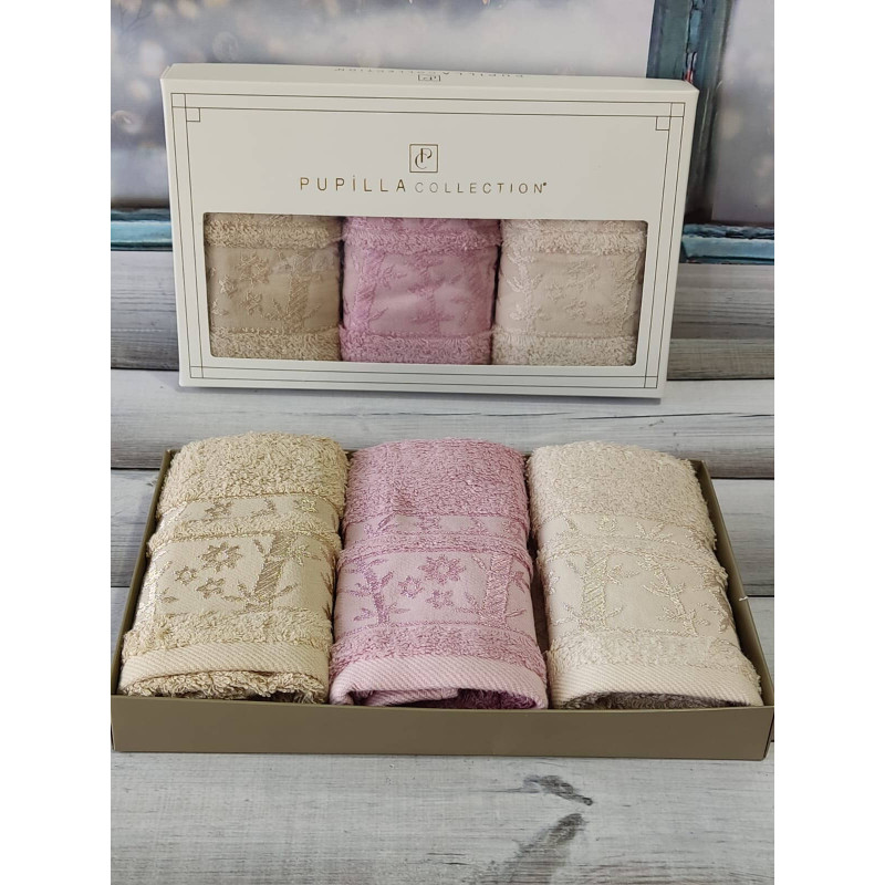 Pupilla Elite acik gul 30х50см., 3в1. Бамбукові рушники. (22971)