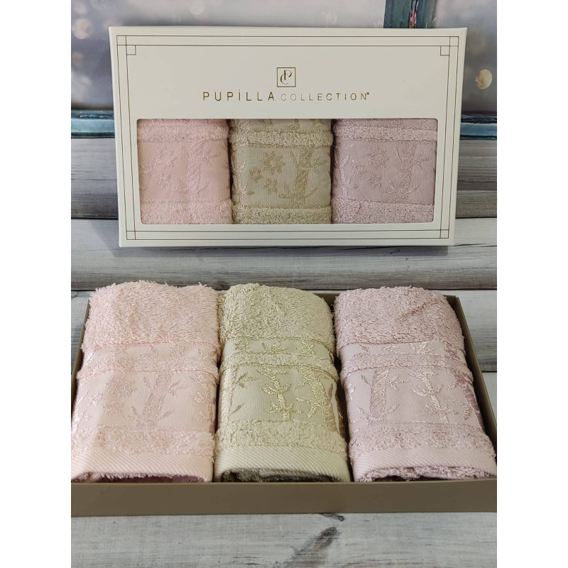 Pupilla Elite acik persik 30х50см., 3в1. Бамбукові рушники. (58117)