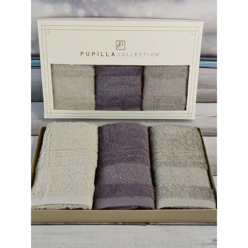 Pupilla Kristal mor 30х50см., 3в1. Бамбукові рушники. (60121)