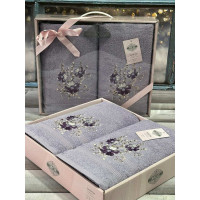 Moz cicek lila 07 2в1подарунковий набір рушників. 480 г/м2. Moz Туреччина. (32899)