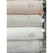 Sila flowers 4в1 пенье 70х140см., рушники з помпонами. Pupilla Туреччина (25468)