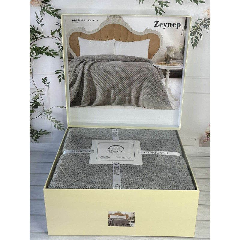 Zeynep gri в'язаний акріловий плед. Romeo Home Туреччина. (44810)