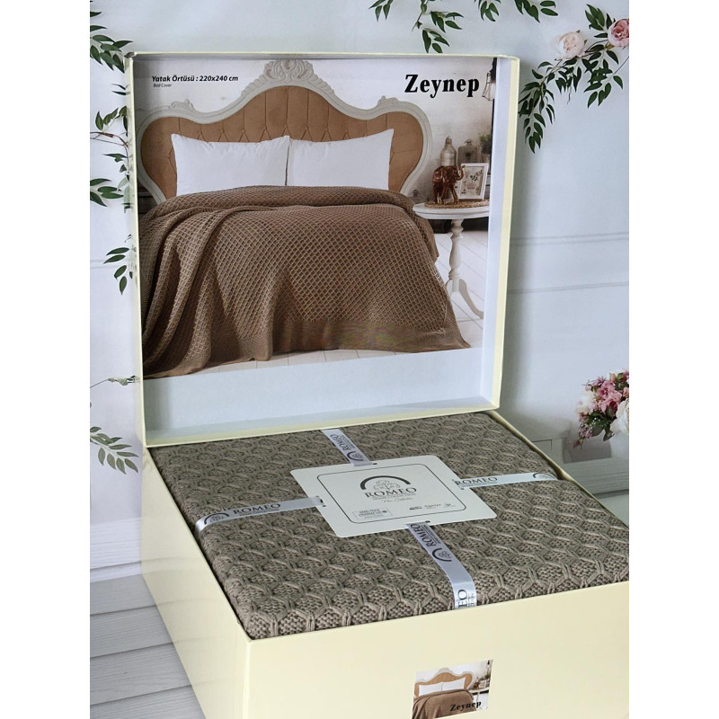 Zeynep koyu kahve в'язаний акріловий плед. Romeo Home Туреччина. (66559)