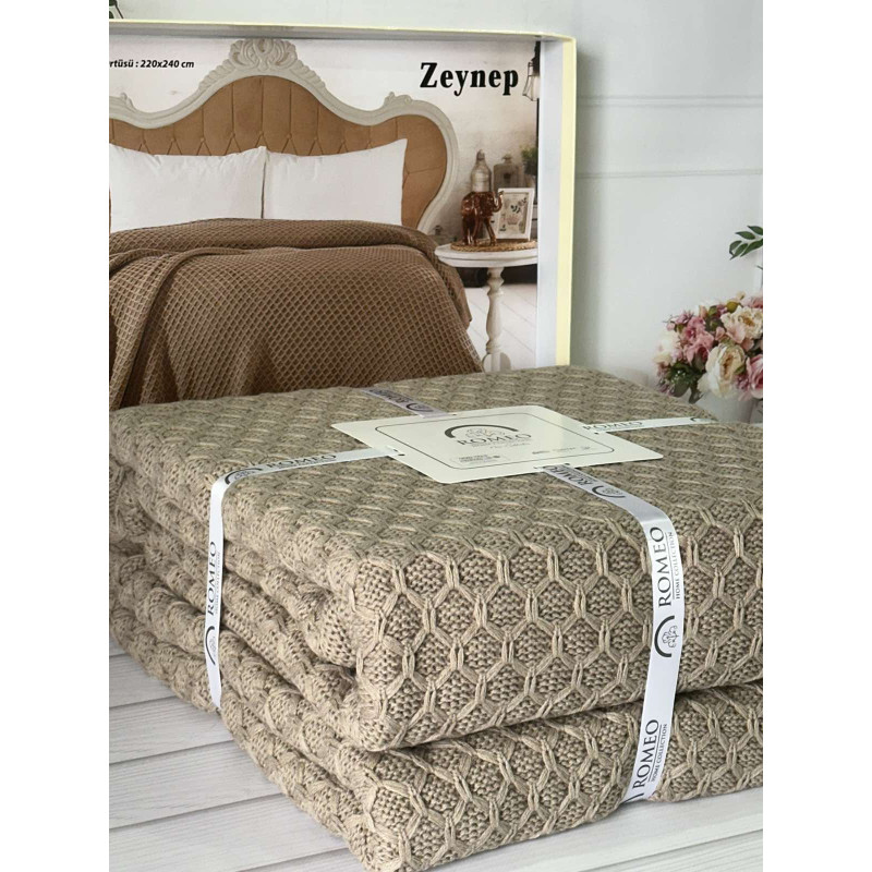 Zeynep koyu kahve в'язаний акріловий плед. Romeo Home Туреччина. (66559)