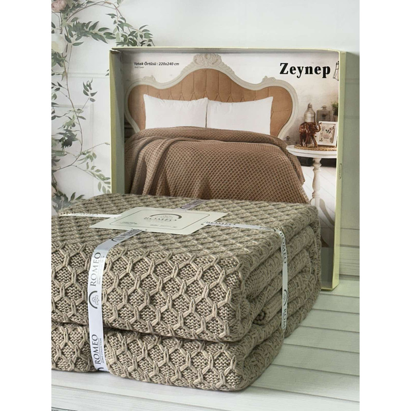 Zeynep koyu kahve в'язаний акріловий плед. Romeo Home Туреччина. (66559)