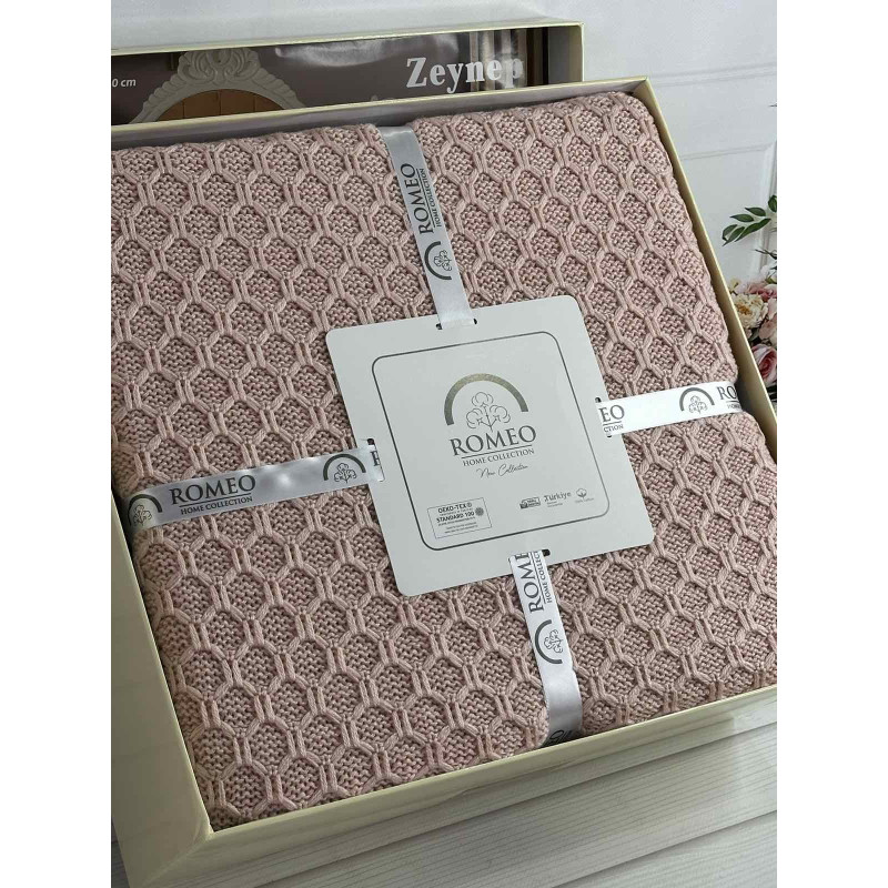 Zeynep persik в'язаний акріловий плед. Romeo Home Туреччина. (25110)