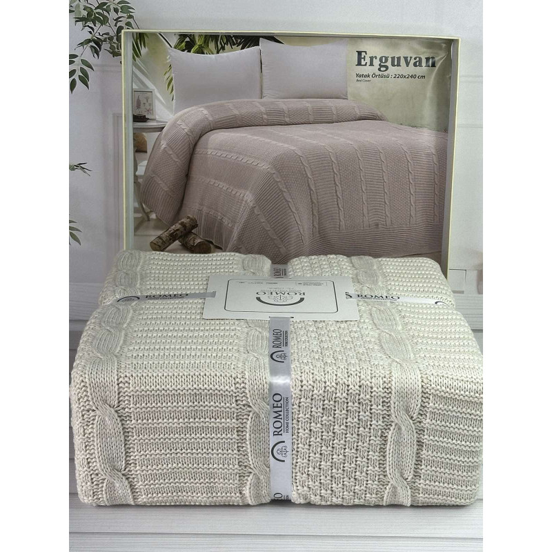 Erguvan bej в'язаний акріловий плед. Romeo Home Туреччина. (28816)