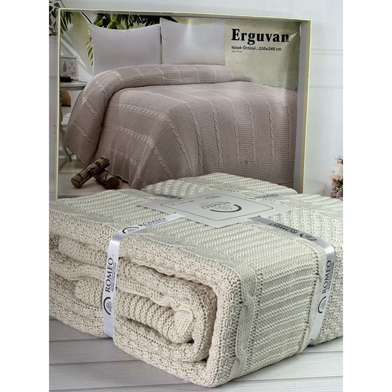 Erguvan bej в'язаний акріловий плед. Romeo Home Туреччина. (28816)