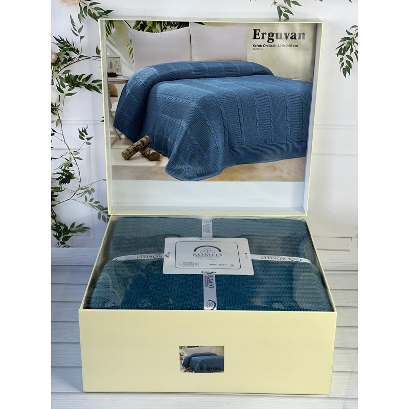 Erguvan petrol в'язаний акріловий плед. Romeo Home Туреччина. (47084)
