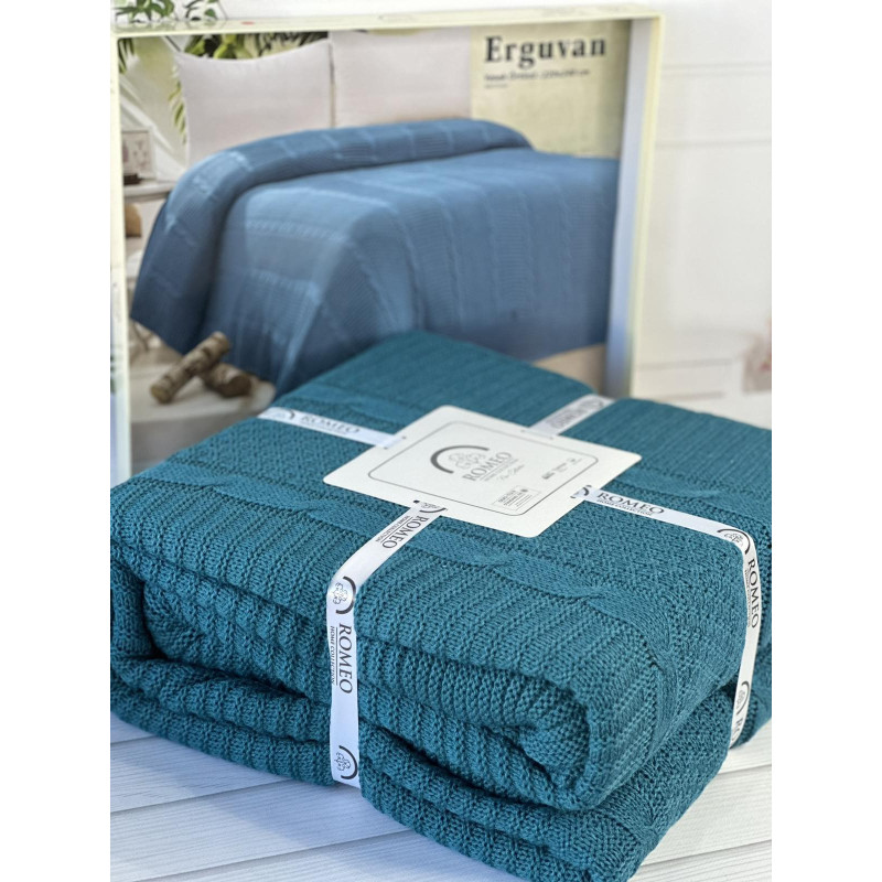 Erguvan petrol в'язаний акріловий плед. Romeo Home Туреччина. (47084)