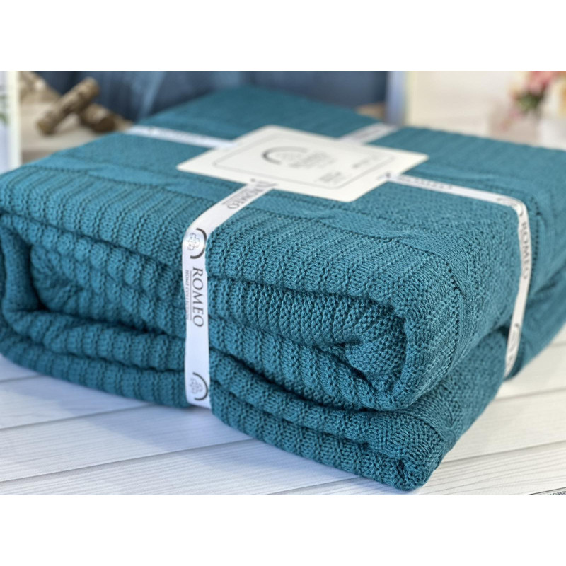Erguvan petrol в'язаний акріловий плед. Romeo Home Туреччина. (47084)