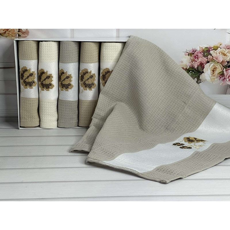 Hamdi bej 45х70см., 6 шт/уп. Вафельні кухонні рушники. (66158)