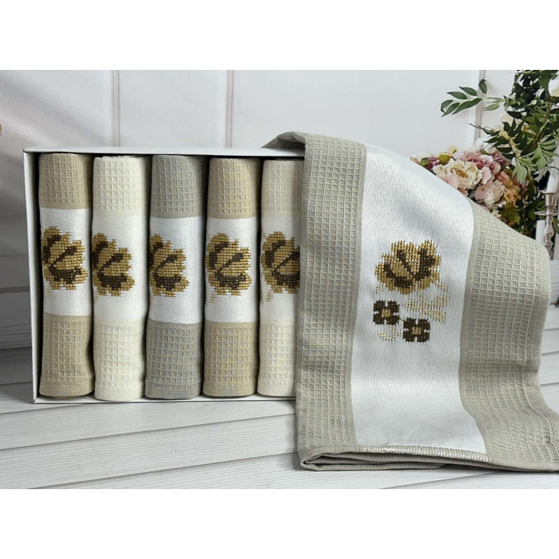Hamdi bej 45х70см., 6 шт/уп. Вафельні кухонні рушники. (66158)