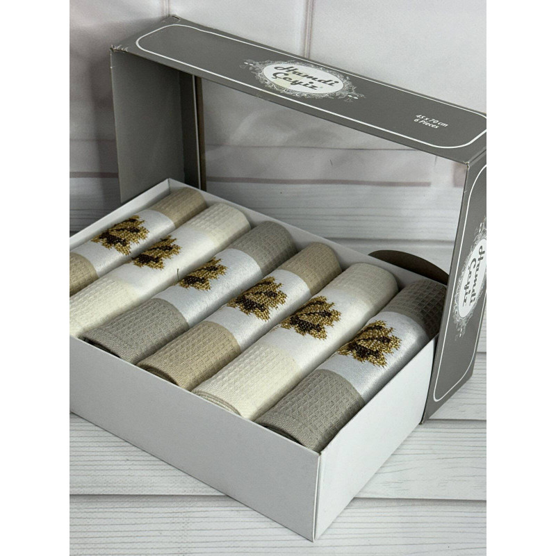 Hamdi bej 45х70см., 6 шт/уп. Вафельні кухонні рушники. (66158)