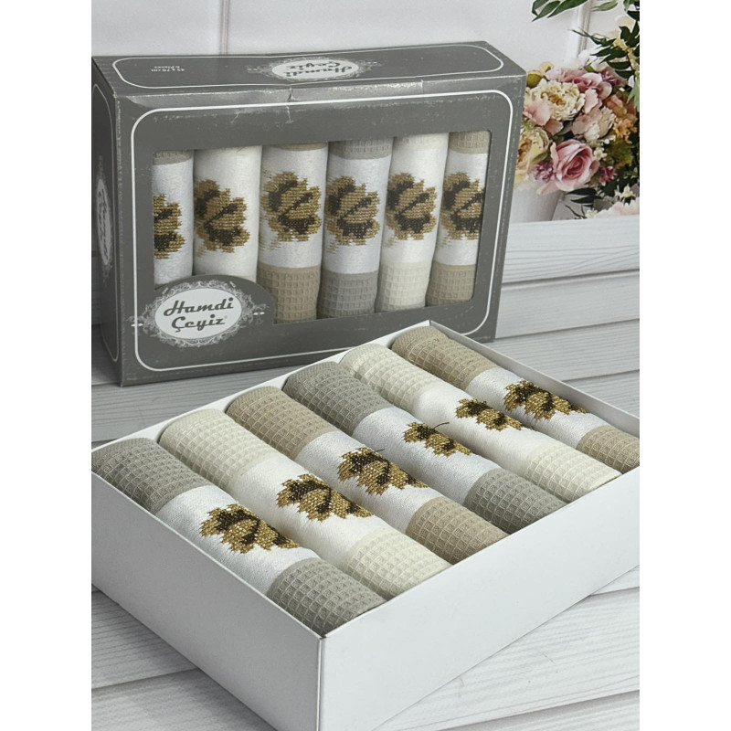 Hamdi bej 45х70см., 6 шт/уп. Вафельні кухонні рушники. (66158)