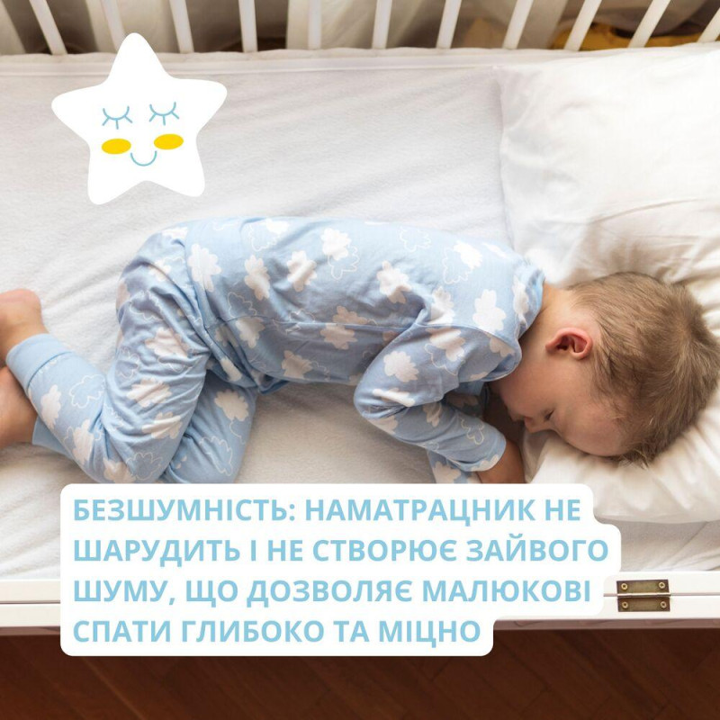 Наматрацник дитячий непромокальний 60х120 см у ліжечко з гумками по кутах бавовна з мембраною захисний
