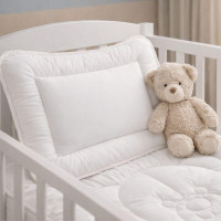 Baby pillow 40x60 cm for crib, PAPAELLA hypoallergenic white flat pillow for newborns