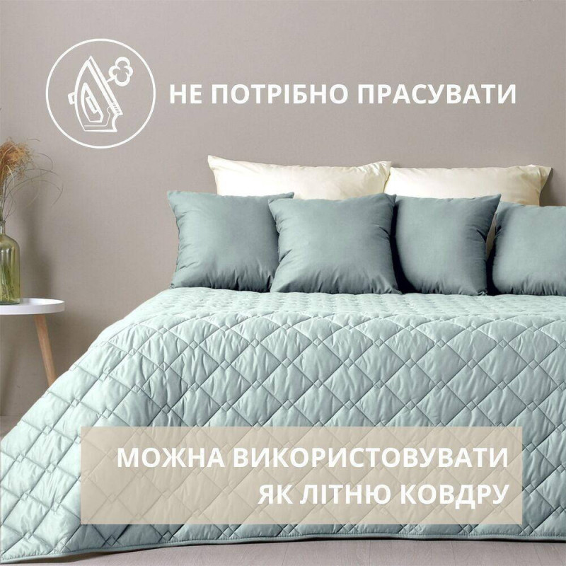Покривало полуторне 140х210 см IDEIA стьобане двостороннє якісна стібка мікрофібра на ліжко, диван