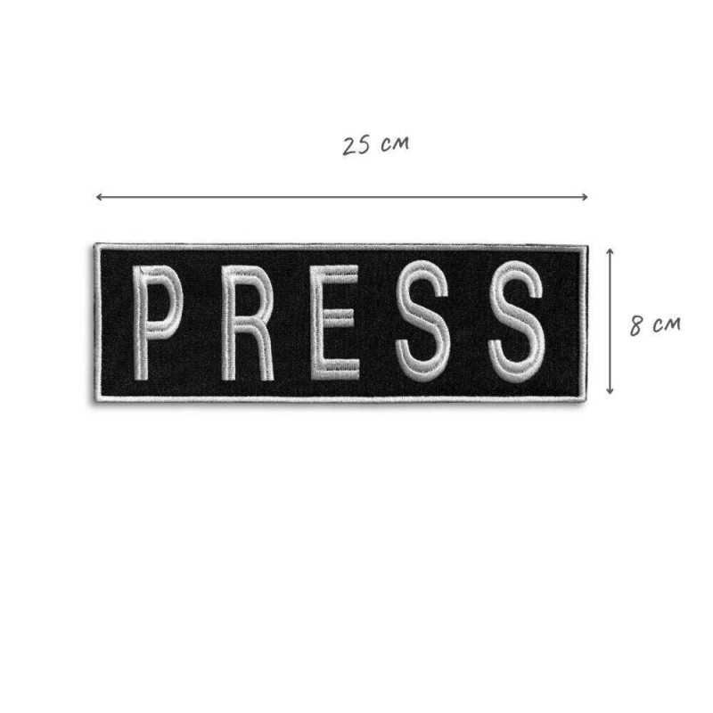Шеврон на липучці для журналістів Преса Press 8х25 см вишитий патч нашивка для працівників медіа та ЗМІ