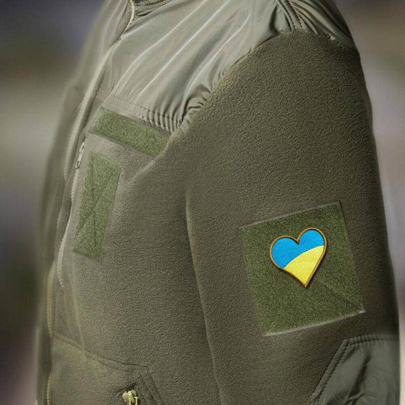Шеврон 2 шт на липучці Прапор України Серце, вишитий патч 6х6,5 см нашивка вишитий патч
