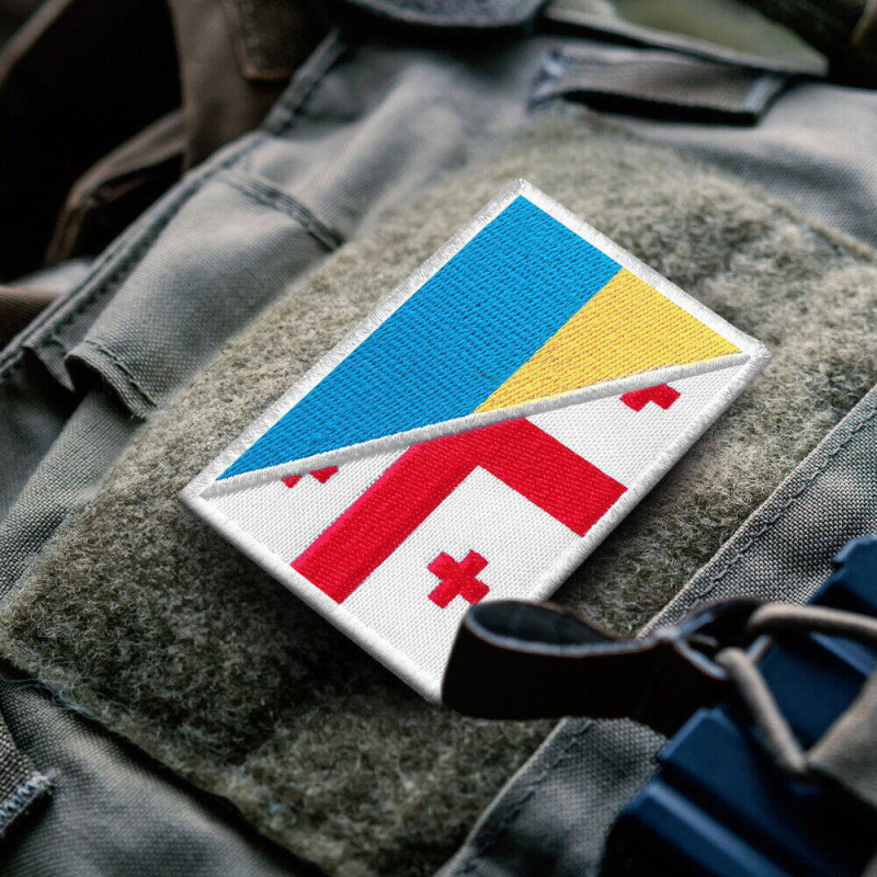 Набір шевронів 2 шт на липучці Грузія та Україна прапор Грузії та України вишитий патч нашивка шеврон 8х5,5 см