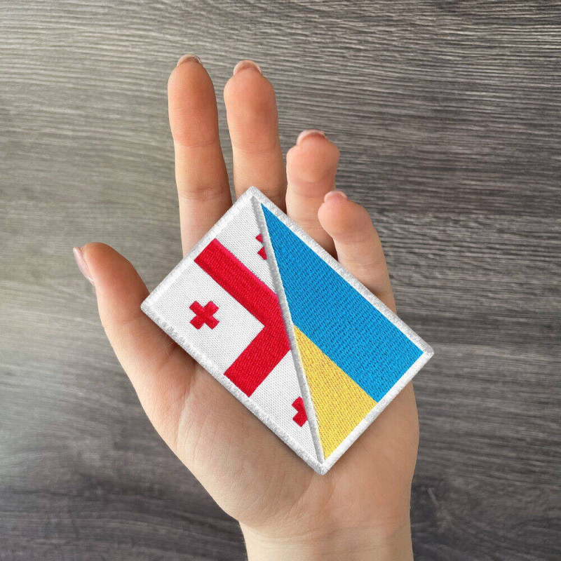 Набір шевронів 2 шт на липучці Грузія та Україна прапор Грузії та України вишитий патч нашивка шеврон 8х5,5 см