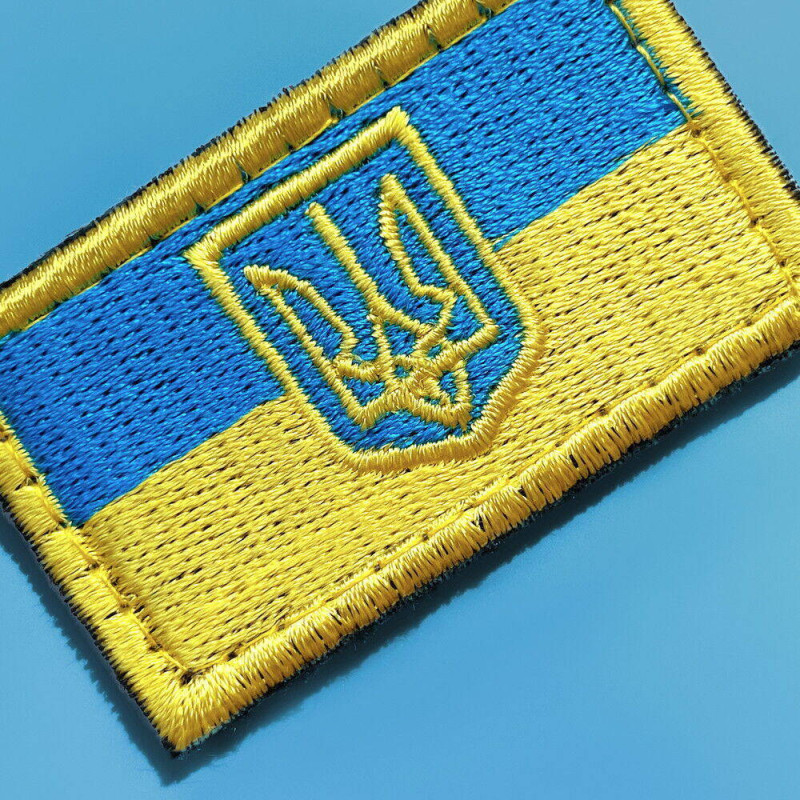 Шеврон на липучці Прапор України з Тризубом 3,5х5,5 см вишитий патч нашивка
