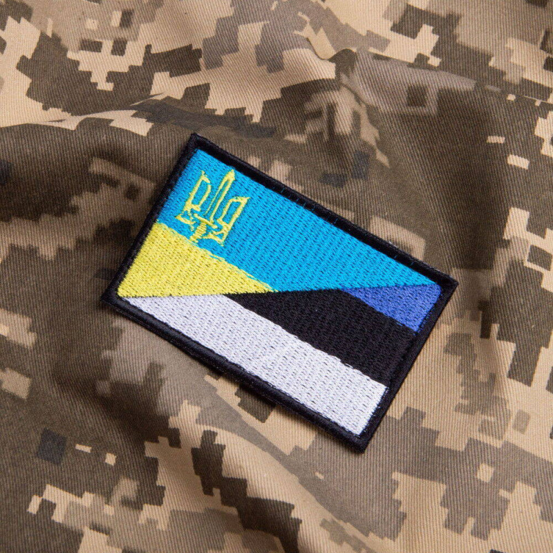 Шеврон на липучці Україна та Естонія прапор України та Естонії 5х8 см вишитий патч нашивка
