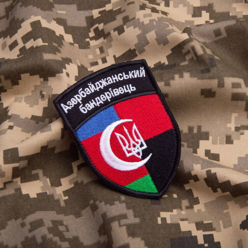 Шеврон на липучці Азербайджанський бандерівець прапор Азербайджана Азербайджан 7х10 см вышитый патч нашивка