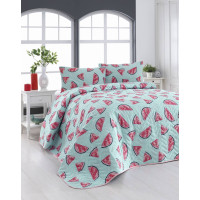 Quilted bedspread with pillowcases Eponj Home - Karpuz a.mavi light blue 200*220