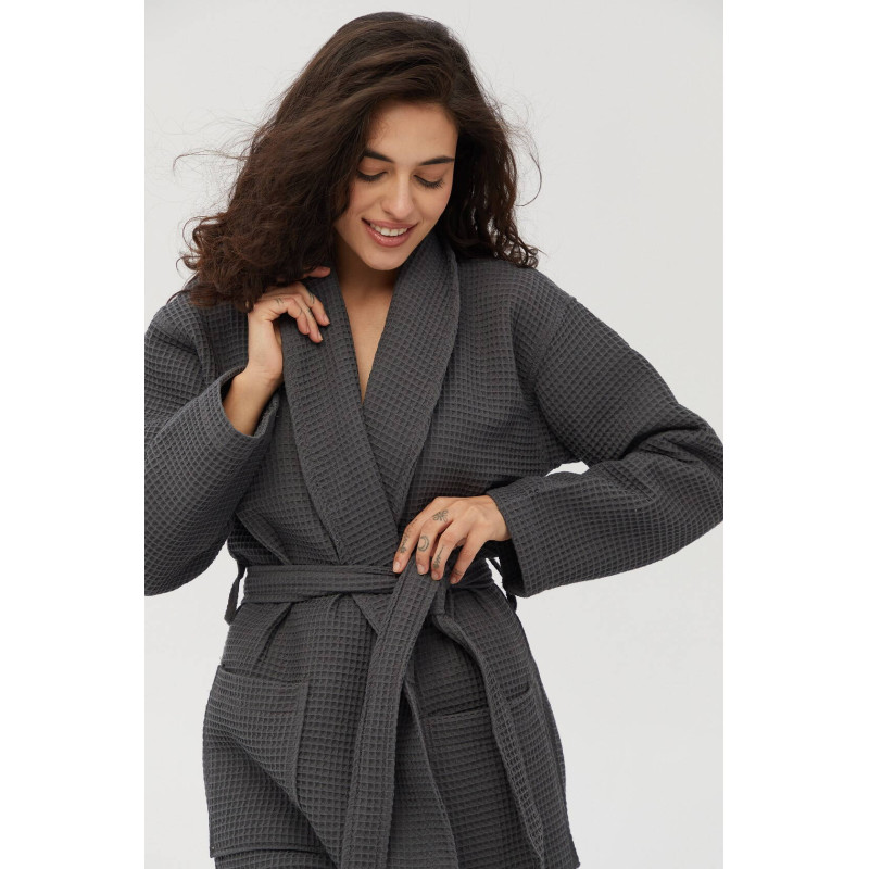 Халат Lotus Home - Waffle antrasit 3XL