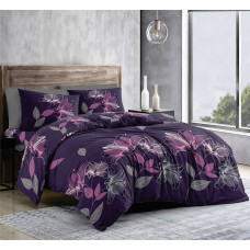 Односпальний комплект постільної білизни з бязі-голд Floral Purple 140×215 см