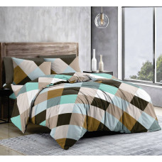 Односпальний комплект постільної білизни з бязі-голд Color Tiles Brown, геометричний 140×215 см