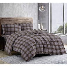 Двоспальний комплект постільної білизни з бязі-голд Tartan Grey, сірий геометрія