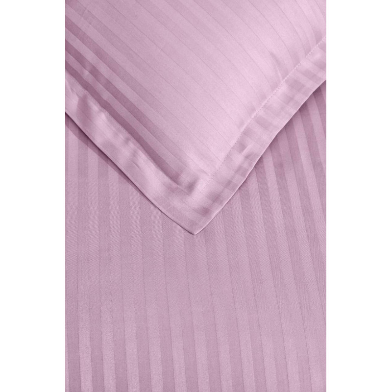 Комплект постільної білизни сатин Satin Strip Євро 200х220 100% бавовна кремова смуга Zeron