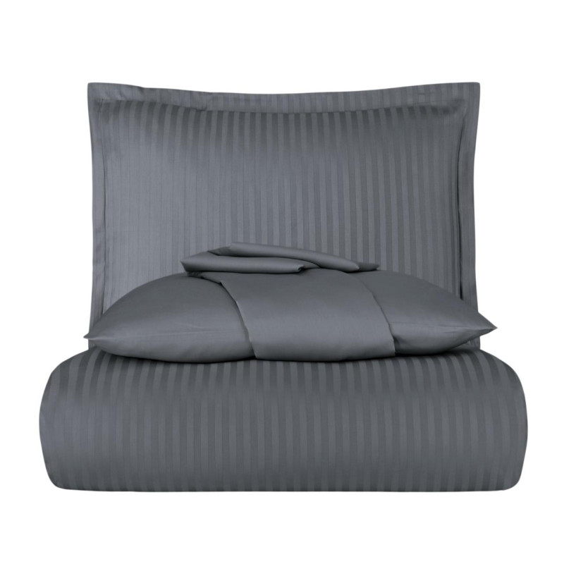 Постільна білизна Satin Strip 200х220 ZERON ANTRASIT